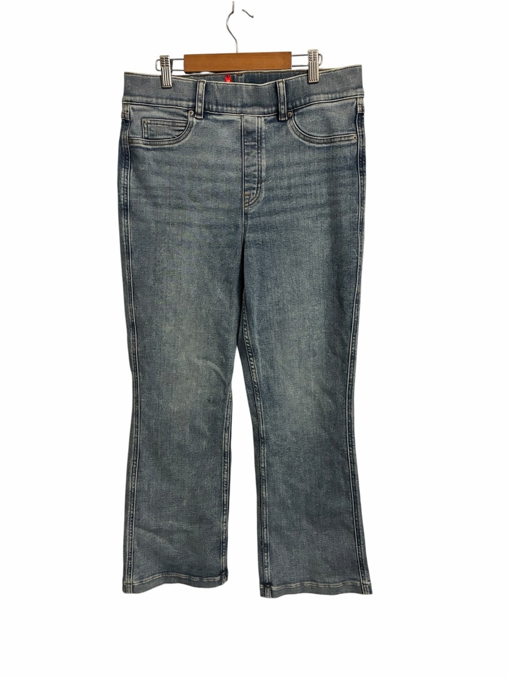 Spanx Flare Jeans Medium Wash Blue High Rise Pull On Stretch Denim Small